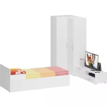 Спальня СВК Стандарт 4-0900 белая/фасады ТВ тумбы белая глянец (1024317)