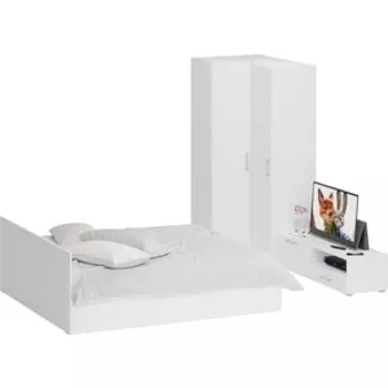 Спальня СВК Стандарт 4-1800 белая/фасады ТВ тумбы белая глянец (1024325)