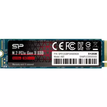 SSD накопитель Silicon Power 512GB P34A80, M.2 2280, PCI-E 3x4, [R/W - 3200/3000 MB/s]