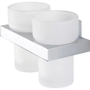 Стакан для ванной Tiger Items двойной, брашированная сталь/стекло матовое (2827.2.09.00)