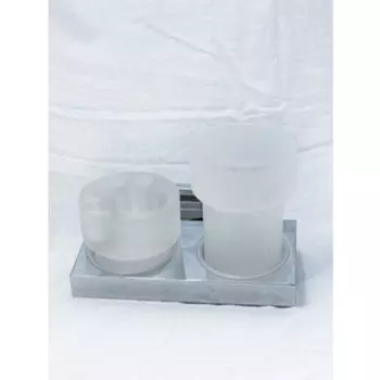 Стакан для ванной Tiger Items двойной, полированная сталь/стекло матовое (2828.2.03.00)