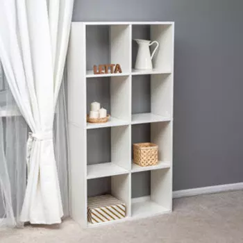 Стеллаж Letta Quatrro 8 секций белое тиснение 70,6х139,6х28 (L3018)