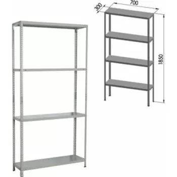 Стеллаж металлический Brabix MS KD-185/30/70-4 сборная стойка, S240BR123402 (291112)
