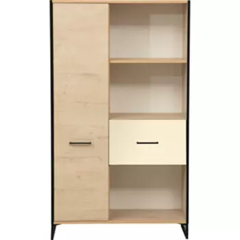 Стеллаж Олимп 46.03 Доната дуб бунратти светлый/белый/бежевый/металл: черный