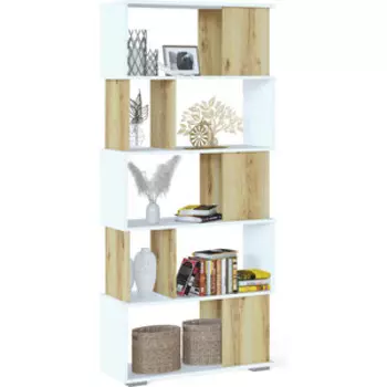 Стеллаж СОКОЛ СТ-12 белый/дуб делано