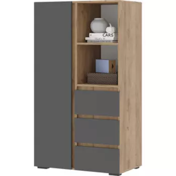 Стеллаж Woodville Элла ШК 03 серый графит 0162 / дуб крафт золото (586715)