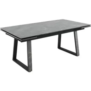Стол Аврора Монако 180 (244)x95x75 керамогранит bayona grey/ каркас черный матовый муар