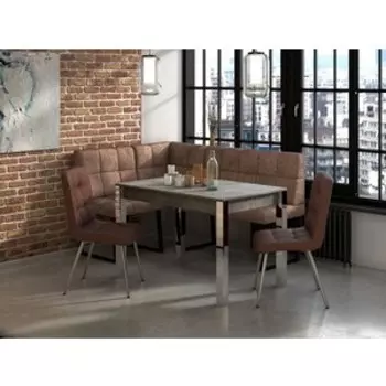 Стол Бител Милан-3 Раздвижной Н.П (Ателье Светлое, Хром Н.П) (BTL10000821)