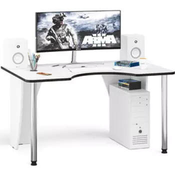 Стол компьютерный Мебельный двор С-МД-СК2-1400-900 белый/кромка венге