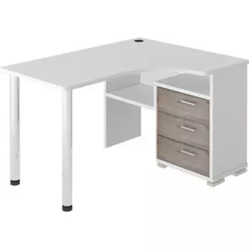 Стол компьютерный МЭРДЭС СР-132С БЕН-ПРАВ белый/нельсон