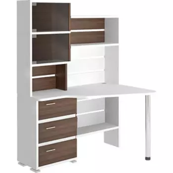 Стол компьютерный МЭРДЭС СР-322 БЕШ-ПРАВ белый/шамони