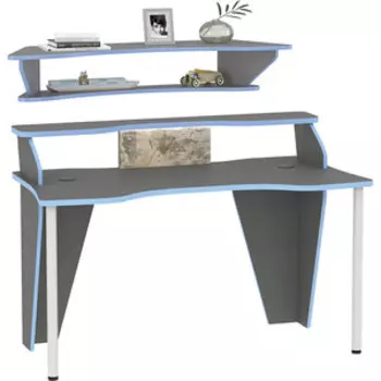 Стол компьютерный Моби Индиго 12.61 + полка 10.111 темно серый/граффити