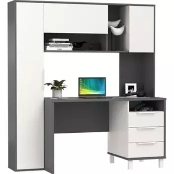 Стол компьютерный Моби Комфорт 12.95N, цвет тёмно-серый/белый премиум, не универсальная сборка (Стол рабочий) (1028675)