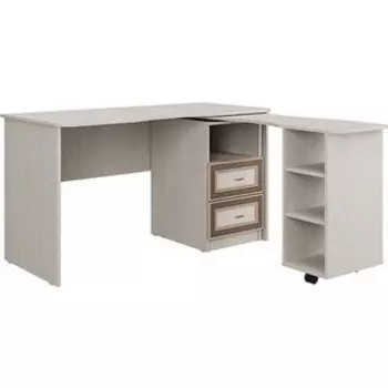 Стол компьютерный Олимп ПКС- 5 вудлайн кремовый/белый/ Masa Decor аруша венге/профиль аруша венге кожа