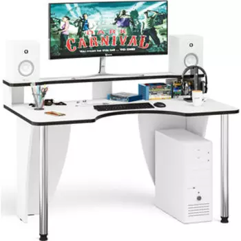 Стол компьютерный с надстройкой Мебельный двор С-МД-СК2Н-1400-750 белый/кромка венге