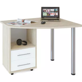 Стол компьютерный СОКОЛ КСТ-120 дуб сонома/белый левый