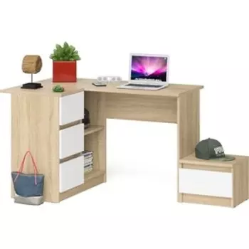 Стол компьютерный СВК Мори МС-16 левый + Тумба ТМП400.1, цвет дуб сонома/белый (1026884)