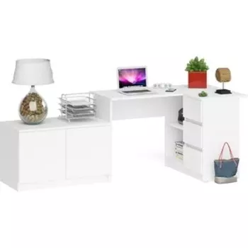 Стол компьютерный СВК Мори МС-16 правый + Тумба МА900.1, цвет белый (1026813)