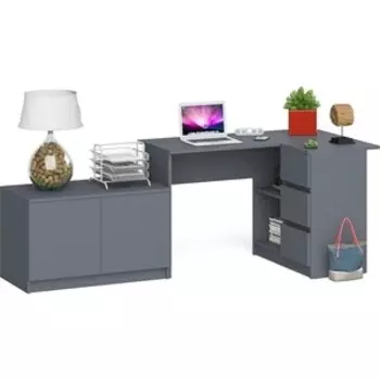 Стол компьютерный СВК Мори МС-16 правый + Тумба МА900.1, цвет графит (1026821)