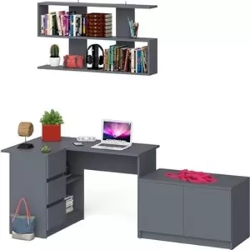 Стол компьютерный СВК Мори МС-16 левый + Тумба МА900.1 + Полка 1200, цвет графит (1027353)