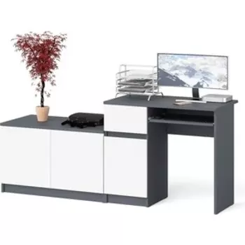 Стол компьютерный СВК Мори МС-1 левый + Тумба МА900.1, цвет графит/белый (1026823)