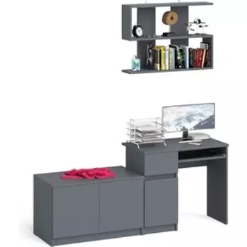 Стол компьютерный СВК Мори МС-1 левый + Тумба МА900.1 + Полка 900, цвет графит (1027143)