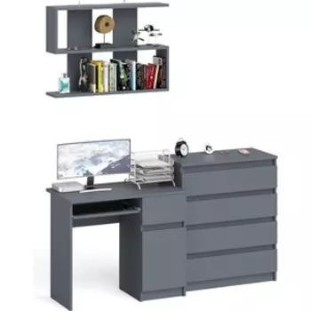 Стол компьютерный СВК Мори МС-1 правый + Комод МК800.4 + Полка 900, цвет графит (1027233)