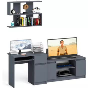 Стол компьютерный СВК Мори МС-1 правый + Тумба МТВ1200.1 + Полка 900, цвет графит (1027253)