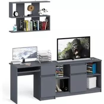 Стол компьютерный СВК Мори МС-1 правый + Тумба МТВ1204.1 + Полка 900, цвет графит (1027258)