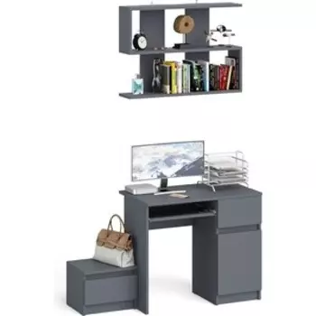 Стол компьютерный СВК Мори МС-1 правый + Тумба ТМП400.1 + Полка 900, цвет графит (1027263)