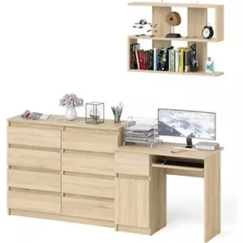 Стол компьютерный СВК Мори МС-1 левый + Комод МК1200.8 + Полка 900, цвет дуб сонома (1027105)