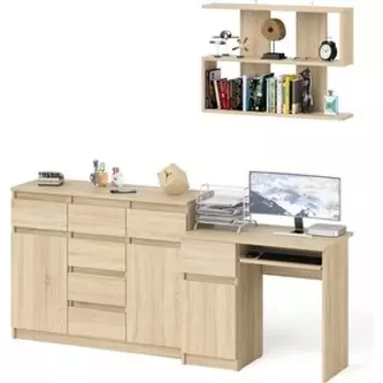 Стол компьютерный СВК Мори МС-1 левый + Комод МК1200.4 + Полка 900, цвет дуб сонома (1027095)