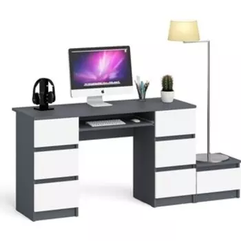 Стол компьютерный СВК Мори МС-2 + Тумба ТМП400.1, цвет графит/белый (1026865)
