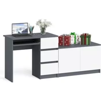 Стол компьютерный СВК Мори МС-6 правый + Тумба МА900.1, цвет графит/белый (1026827)