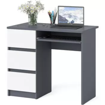 Стол компьютерный СВК Мори МС-6 левый, цвет графит/белый (1025942)