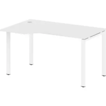 Стол криволинейный Riva Metal System левый на П-образном металлокаркасе БП.СА-2 (L) белый/белый металл 140x90x75