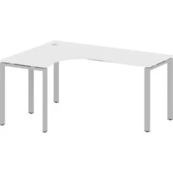 Стол криволинейный Riva Metal System левый на П-образном металлокаркасе БП.СА-4 (L) белый/серый металл 160x120x75