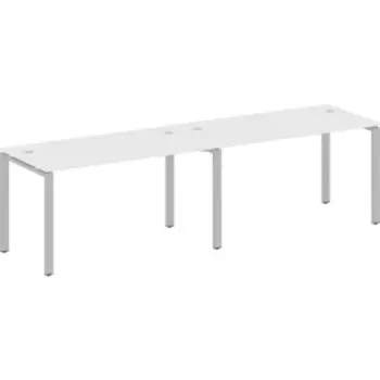 Стол на 2 рабочих места Riva Metal System на П-образном металлокаркасе БП.СМ-2.3 белый/серый металл 280x72x75