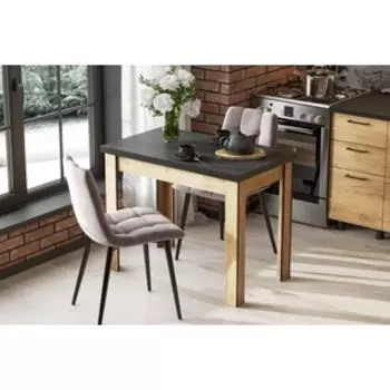 Стол обеденный Арника Аризона СО 2 дуб золотой /черный кромка контраст