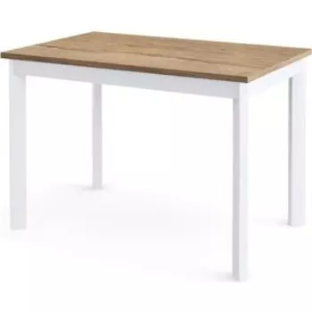 Стол обеденный Dikline L110 дуб галифакс натуральный (ЛДСП EGGER) / опоры белый