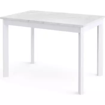 Стол обеденный Dikline L110 мрамор белый (ЛДСП EGGER) / опоры белый