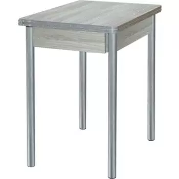 Стол обеденный Катрин Глайдер ясень шимо светлый, опора №2 круглая серебристый металлик