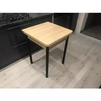 Стол обеденный Катрин ЭКО 60x60 / Дуб сонома/Опора № 2- круглая муар черный (KT19682)