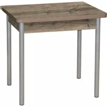 Стол обеденный Катрин Эко 80х60 дуб веллингтон, опора №2 круглая серебристый металлик