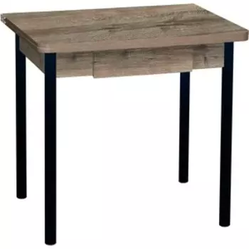 Стол обеденный Катрин Эко 80х60 с ящиком дуб веллингтон, опора №2 круглая муар черный