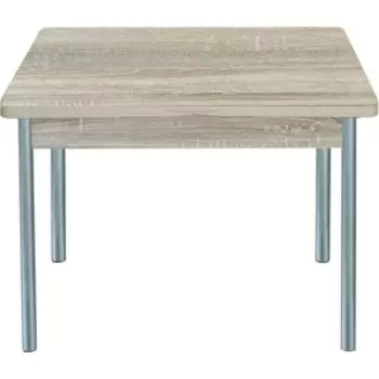 Стол обеденный Катрин Симпл раскладной дуб сонома, опора №2 круглая серебристый металлик