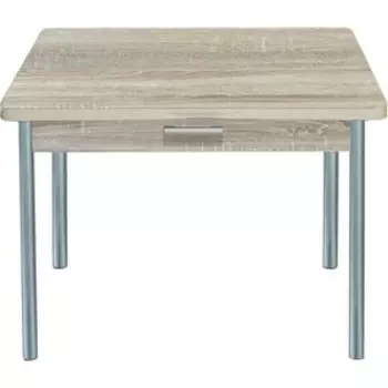 Стол обеденный Катрин Симпл с ящиком дуб сонома, опора №2 круглая серебристый металлик