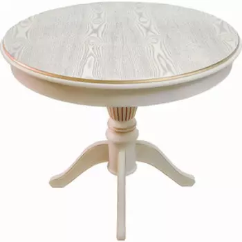 Стол обеденный Мебелик Моро 03 раздвижной слоновая кость/патина 90/120x90