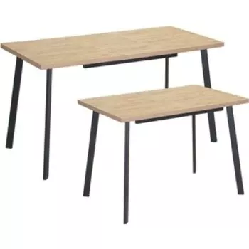 Стол обеденный раздвижной Катрин Бэлфаст дуб веллингтон/опора квадро черный муар (KT19635)