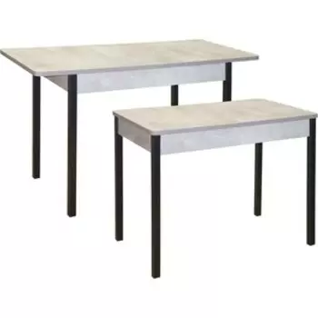 Стол обеденный раздвижной Катрин Сканд цемент светлый/опора квадро черный муар (KT19630)